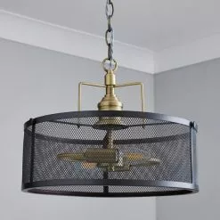 Dunelm Kalix 2 Light Mesh Black Gold Ceiling Fitting -wall lights Shop 1000111870 alt01