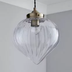 Dunelm Rio Voyager 1 Light Pendant Ribbed Glass Ceiling Fitting -wall lights Shop 1000112039 alt01