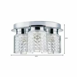 Dunelm Hylton 3 Light Glass Bathroom Flush Ceiling Fitting -wall lights Shop 1000119717 alt06
