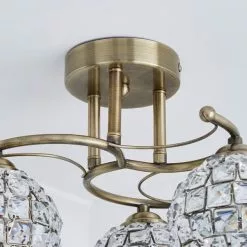Dunelm Bergen 3 Light Crystal Antique Brass Ceiling Fitting -wall lights Shop 1000119863 alt03