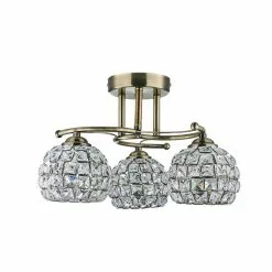 Dunelm Bergen 3 Light Crystal Antique Brass Ceiling Fitting -wall lights Shop 1000119863 alt05