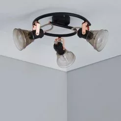 Dunelm Milas 3 Light Black Industrial Semi-Flush Ceiling Fitting -wall lights Shop 1000139082 alt01
