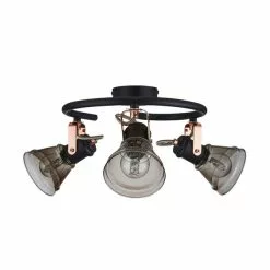 Dunelm Milas 3 Light Black Industrial Semi-Flush Ceiling Fitting -wall lights Shop 1000139082 alt06