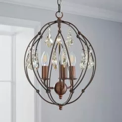 Dunelm Salino Globe 3 Light Antique Copper Chandelier -wall lights Shop 1000139119 alt01