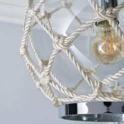 Dunelm Leah 1 Light Pendant Rope Glass Ceiling Fitting -wall lights Shop 1000149081 alt02