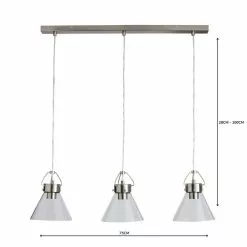 Dunelm Delavin 3 Light Glass Diner Ceiling Fitting -wall lights Shop 1000157749 alt04