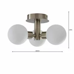 Dunelm Hamptworth 3 Light Frosted Glass Semi-Flush Ceiling Fitting -wall lights Shop 1000157751 alt04