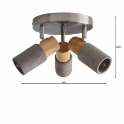 Dunelm Inka 3 Light Concrete Wood Spotlight -wall lights Shop 1000157753 alt04