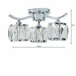 Dunelm Kleio 3 Light Glass Chrome Semi-Flush Ceiling Fitting -wall lights Shop 1000157757 alt04