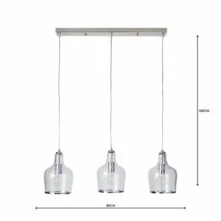 Dunelm Lenny 3 Light Glass Diner Ceiling Fitting -wall lights Shop 1000158431 alt04