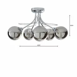Dunelm Mateo 5 Light Glass Chrome Semi-Flush Ceiling Fitting -wall lights Shop 1000158444 alt04