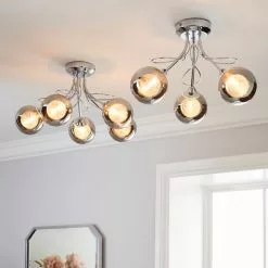 Dunelm Mateo 5 Light Glass Chrome Semi-Flush Ceiling Fitting -wall lights Shop 1000158444 alt08