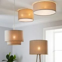 Dunelm Sara 38cm Grey Shade Flush Ceiling Fitting -wall lights Shop 1000158456 alt08