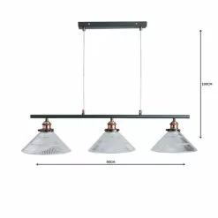 Dunelm Logan 3 Light Bar Glass Diner Industrial Ceiling Fitting -wall lights Shop 1000158458 alt04