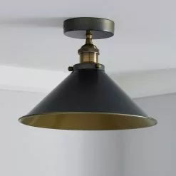Dunelm Logan 1 Light Pendant Grey Industrial Semi-Flush Ceiling Fitting -wall lights Shop 1000158468 alt01