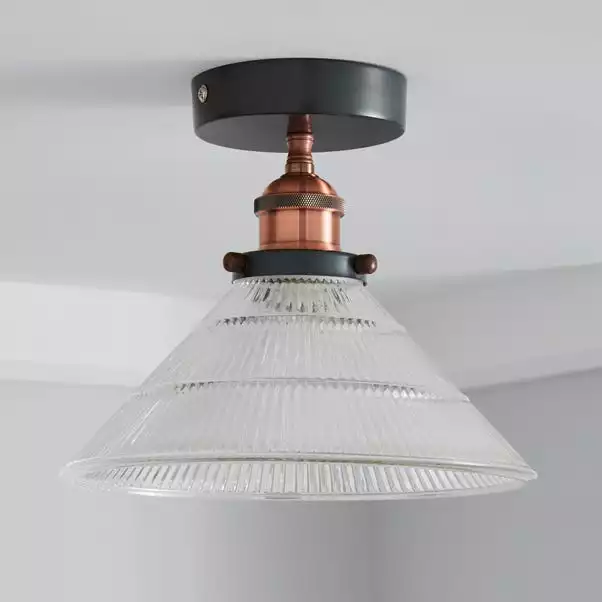 Dunelm Logan 1 Light Pendant Glass Industrial Semi-Flush Ceiling Fitting 3 Dunelm Logan 1 Light Pendant Glass Industrial Semi-Flush Ceiling Fitting - Image 2