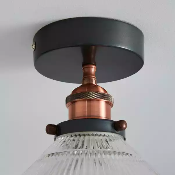 Dunelm Logan 1 Light Pendant Glass Industrial Semi-Flush Ceiling Fitting 5 Dunelm Logan 1 Light Pendant Glass Industrial Semi-Flush Ceiling Fitting - Image 4