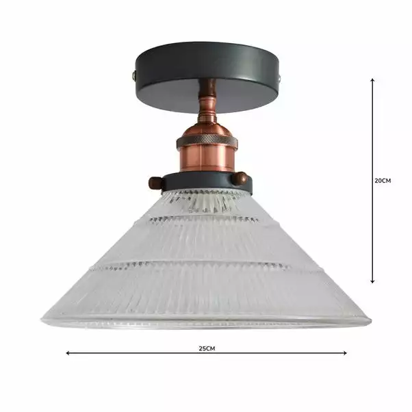 Dunelm Logan 1 Light Pendant Glass Industrial Semi-Flush Ceiling Fitting 6 Dunelm Logan 1 Light Pendant Glass Industrial Semi-Flush Ceiling Fitting - Image 5