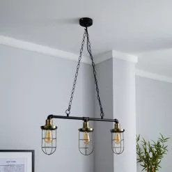 Dunelm Milas Pipe Industrial 3 Light Bar Black Diner Ceiling Fitting -wall lights Shop 1000158472 alt01