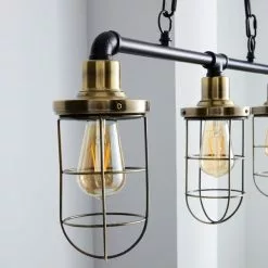 Dunelm Milas Pipe Industrial 3 Light Bar Black Diner Ceiling Fitting -wall lights Shop 1000158472 alt02