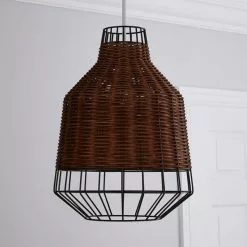 Dunelm Ohio Dark Rattan Easy Fit Pendant 7 Dunelm Ohio Dark Rattan Easy Fit Pendant -wall lights Shop 1000158653 alt01