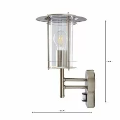 Dunelm Derek PIR Sensor Glass Steel Outdoor Wall Light -wall lights Shop 1000158750 alt04