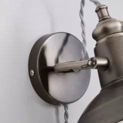 Dunelm Lucas Industrial Easy Fit Plug In Wall Light Pewter -wall lights Shop 1000158758 alt03