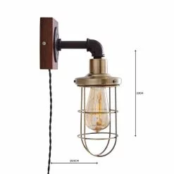 Dunelm Milas Pipe Industrial Easy Fit Plug In Wall Light Black -wall lights Shop 1000158759 alt04