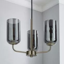 Dunelm Palazzo 3 Light Smoked Glass Chandelier -wall lights Shop 1000169212 alt01