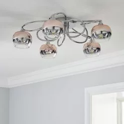 Dunelm Seychelles Blush Pink 5 Light Flush Ceiling Fitting -wall lights Shop 1000169229 alt01