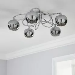 Dunelm Seychelles Smoked 5 Light Flush Ceiling Fitting -wall lights Shop 1000169234 alt01