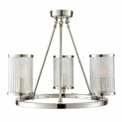 Vogue Lighting Vogue Easton Ribbed Glass Semi Flush Ceiling Fitting Chrome -wall lights Shop 1000169454 alt01