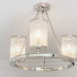 Vogue Lighting Vogue Easton Ribbed Glass Semi Flush Ceiling Fitting Chrome -wall lights Shop 1000169454 alt05