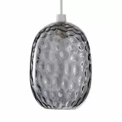 Dunelm Elodie Dimpled Glass Easy Fit Pendant Grey Lustre -wall lights Shop 1000180647 alt05
