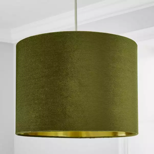 Dunelm Moss Green Santos Velvet Corduroy Shade 4 Dunelm Moss Green Santos Velvet Corduroy Shade - Image 2