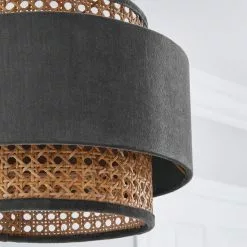 Dunelm Nova Velvet And Cane Shade 30cm -wall lights Shop 1000181511 alt02