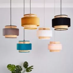 Dunelm Nova Velvet And Cane Shade 30cm -wall lights Shop 1000181511 alt08