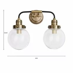 Dunelm Broden Bathroom 2 Light Wall Light Antique Brass -wall lights Shop 1000182578 alt07