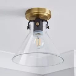 Dunelm Paulson Bathroom Flush Fitting Antique Brass -wall lights Shop 1000182584 alt01