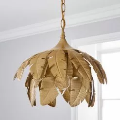 Dunelm Farrah Palm Leaf Ceiling Fitting Gold -wall lights Shop 1000182784 alt01