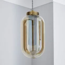 Dunelm Safi Mesh 1 Light Pendant Ceiling Fitting Antique Brass -wall lights Shop 1000183034 alt01