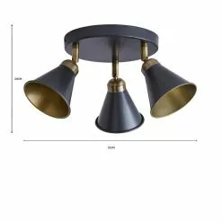 Dunelm Logan 3 Light Grey Spotlight Semi-Flush Fitting -wall lights Shop 1000183041 alt07