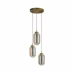 Dunelm Safi Mesh Detail 3 Cluster Ceiling Fitting Antique Brass -wall lights Shop 1000183096 alt05