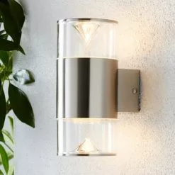 Dunelm Aden 2 Light Steel Outdoor Wall Light