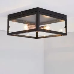 Dunelm Aneska 2 Light Black And Copper Flush Ceiling Fitting