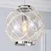 Dunelm Leah 1 Light Pendant Rope Glass Ceiling Fitting