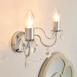 Dunelm Elizabeth 2 Light Chrome Bathroom Wall Light