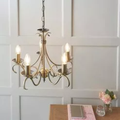 Vogue Lighting Vogue Bernice 5 Light Candelabra Ceiling Fitting Antique Brass -wall lights Shop 30671118 alt02