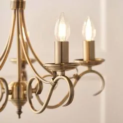 Vogue Lighting Vogue Bernice 5 Light Candelabra Ceiling Fitting Antique Brass -wall lights Shop 30671118 alt05