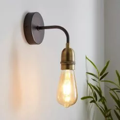 Dunelm Marsden Antique Brass Industrial Wall Light